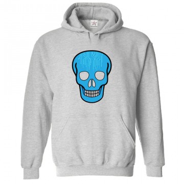 Blue Skull Unisex Classic Kids and Adults Pullover Hoodie							 									 									